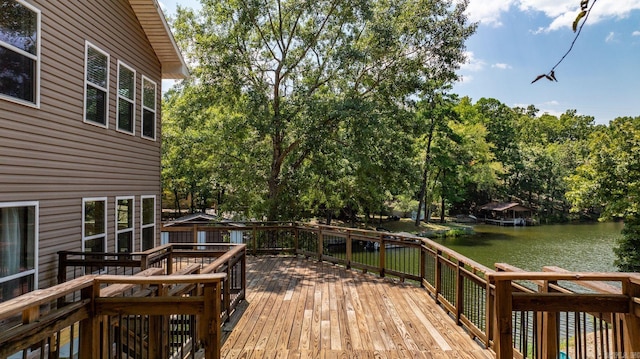 deck with a water view