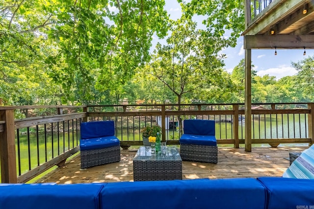 wooden deck with outdoor lounge area