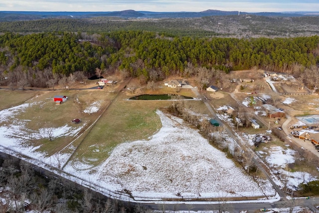 birds eye view of property with a mountain view