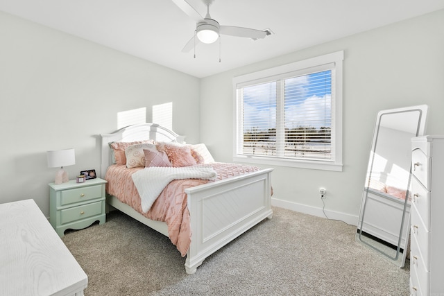 bedroom with carpet floors and ceiling fan