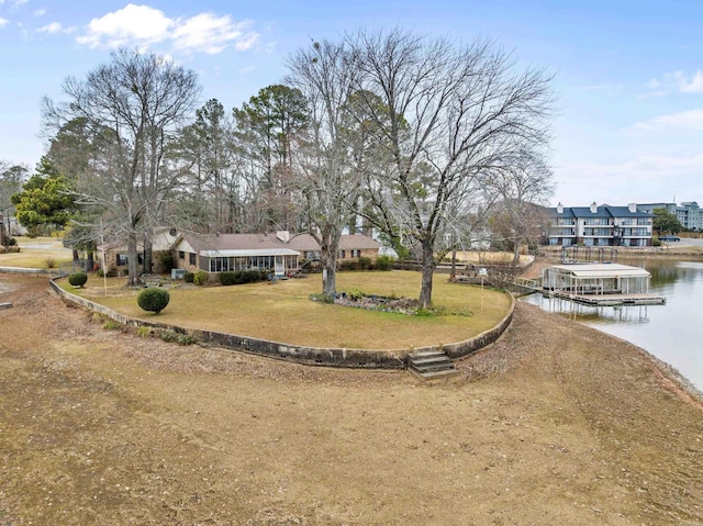 exterior space featuring a water view