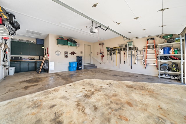 garage with a garage door opener