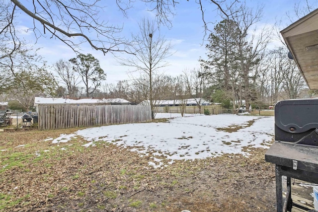 view of yard covered in snow