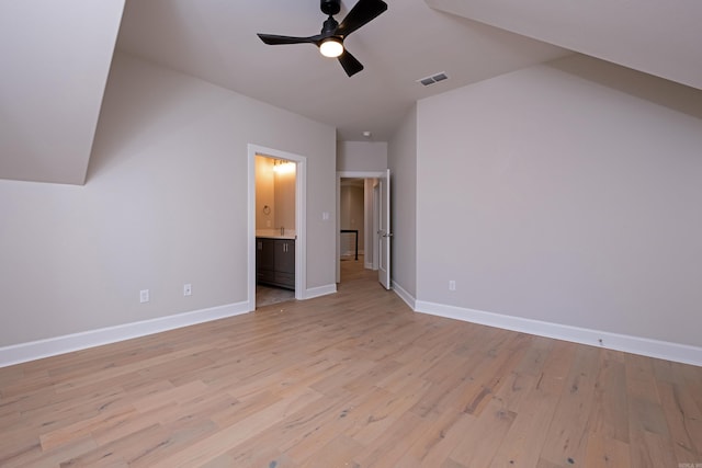 interior space featuring ceiling fan and light hardwood / wood-style floors