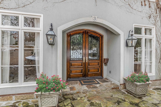 doorway to property with french doors