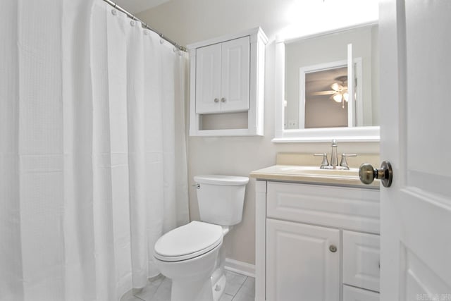 bathroom with vanity, tile patterned floors, and toilet