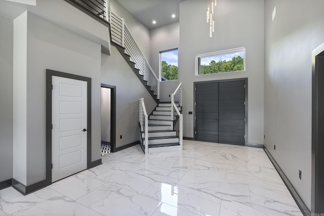 foyer with a high ceiling