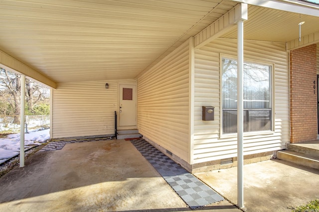 view of patio with a carport