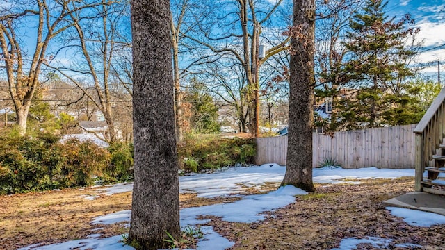 view of yard covered in snow