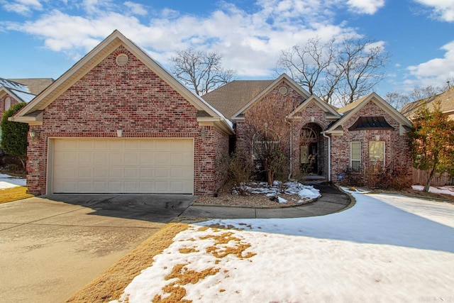 front facade with a garage