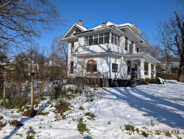 view of snowy exterior