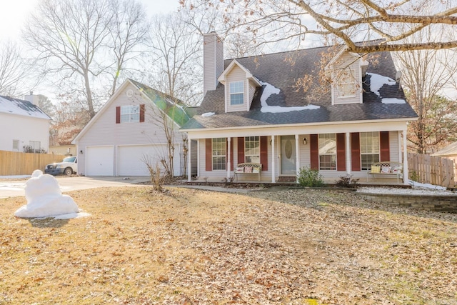 cape cod-style house with covered porch