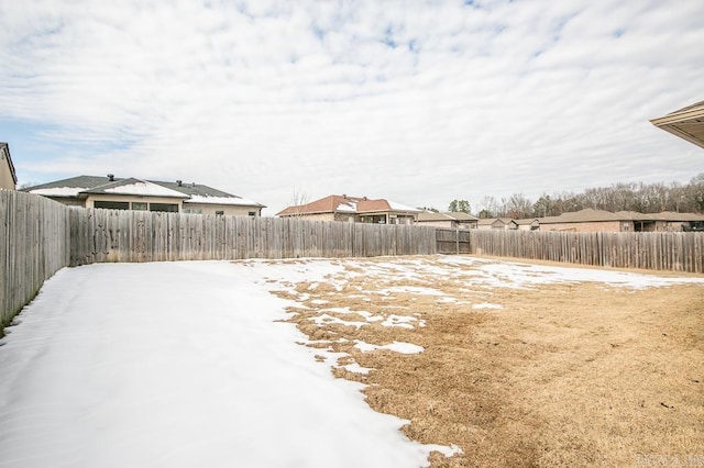 view of yard covered in snow