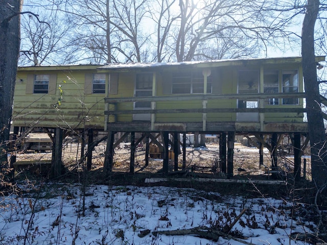 view of snow covered property