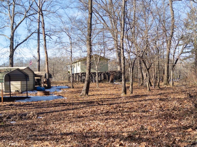 view of yard featuring a carport