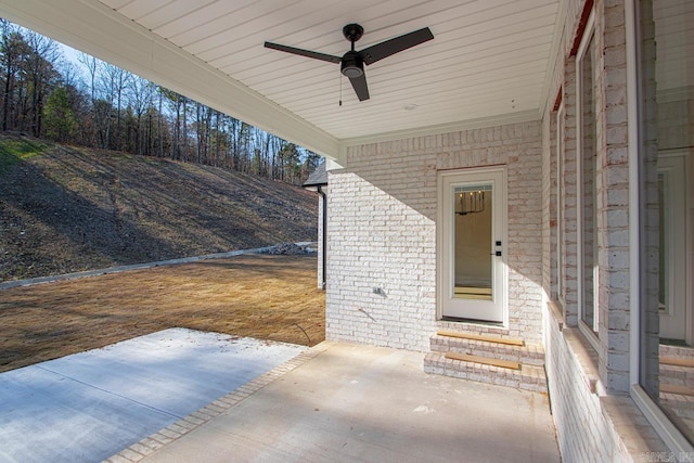 view of patio with ceiling fan