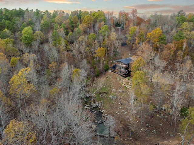 view of aerial view at dusk