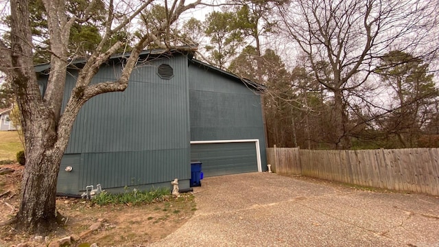 exterior space featuring a garage