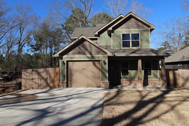 craftsman inspired home featuring a garage