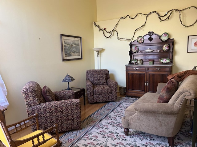 living room with light hardwood / wood-style flooring