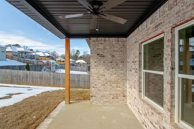 view of patio / terrace featuring ceiling fan