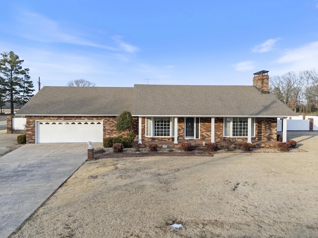 single story home with a garage