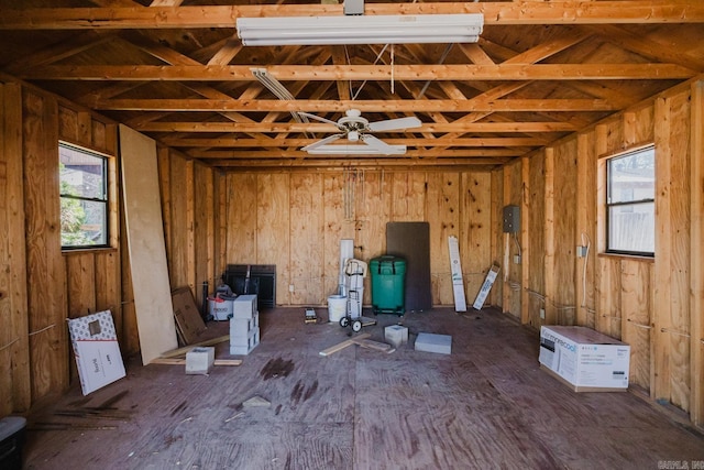 misc room featuring ceiling fan and plenty of natural light