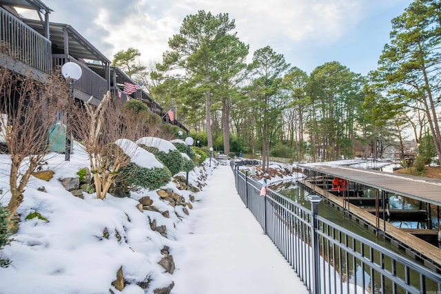 view of community featuring a boat dock