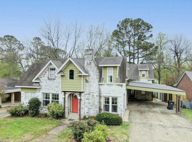 view of front of property featuring a carport