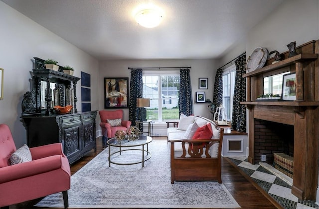 living room featuring dark hardwood / wood-style floors