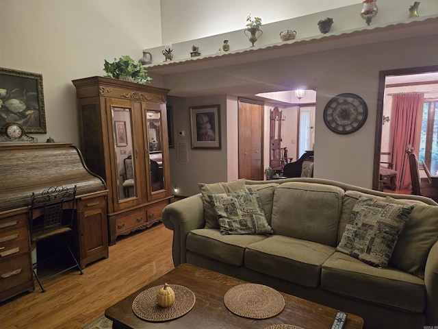 living room with light wood-type flooring