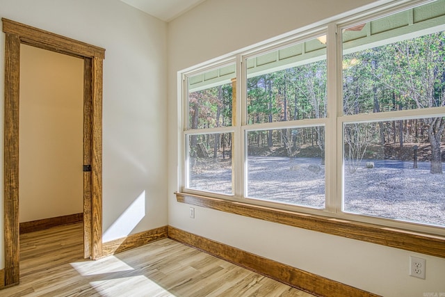 unfurnished room with light hardwood / wood-style floors and a wealth of natural light