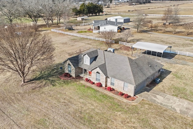 drone / aerial view featuring a rural view