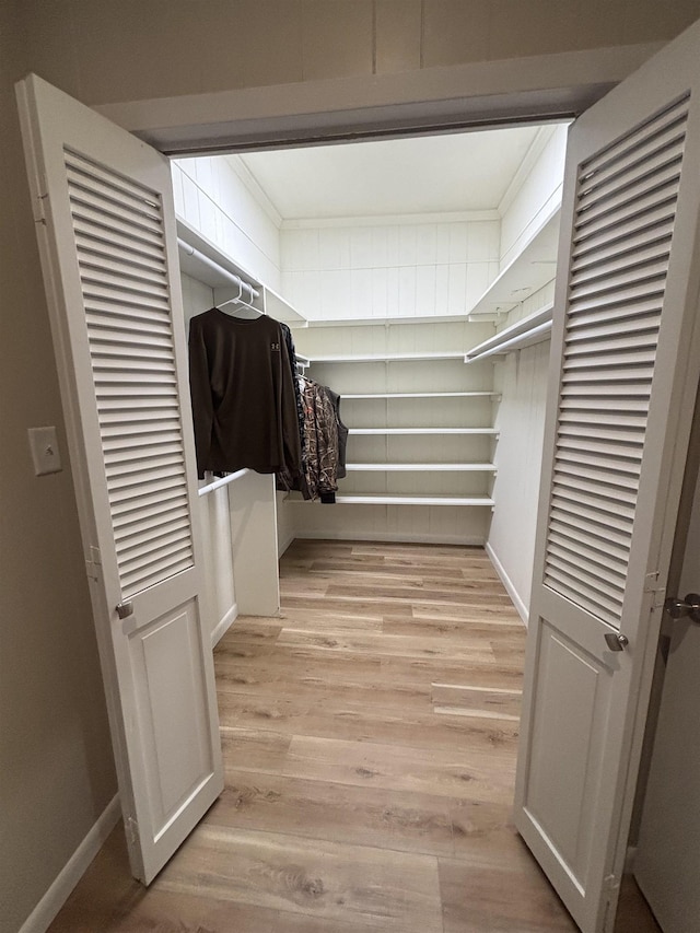 spacious closet featuring light wood-type flooring