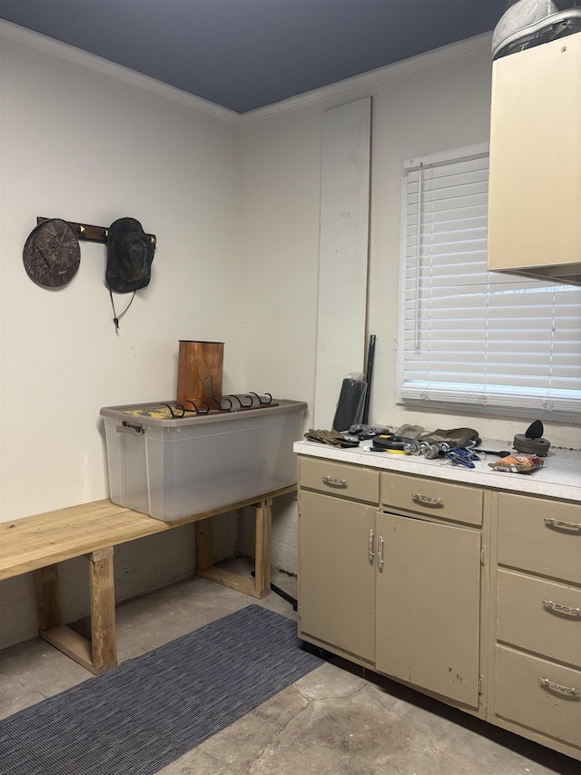 kitchen featuring ornamental molding