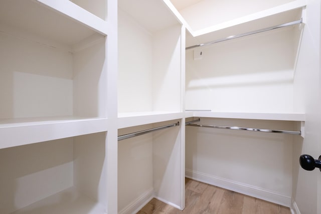 spacious closet with light hardwood / wood-style flooring