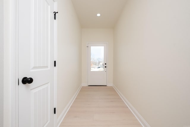 doorway featuring light wood-type flooring