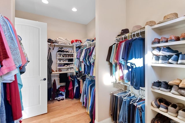 spacious closet with light wood-type flooring