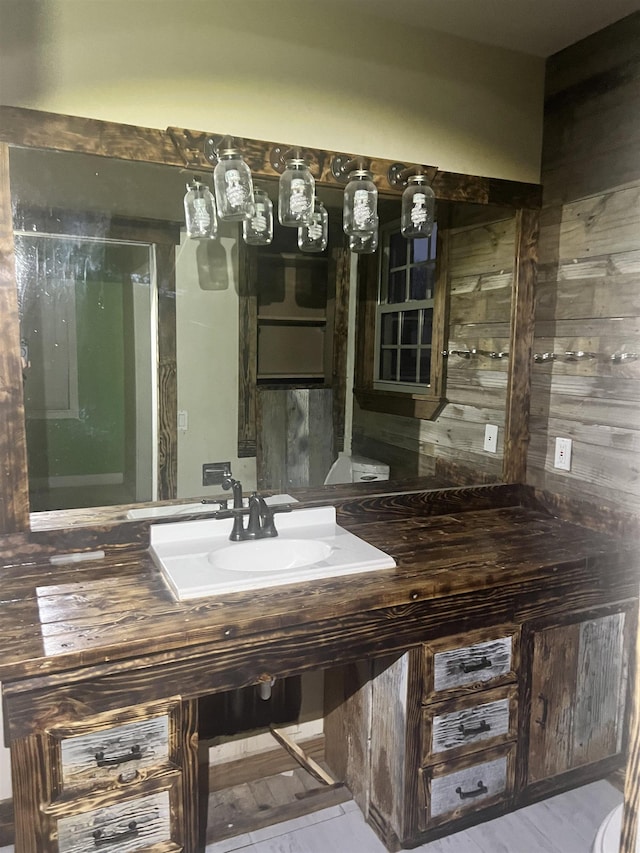 bathroom with tasteful backsplash