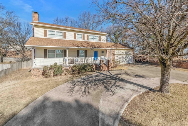 view of front of property featuring covered porch