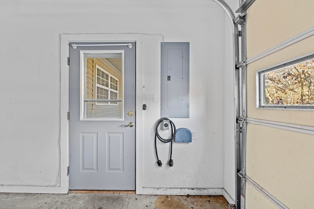 doorway to property with electric panel