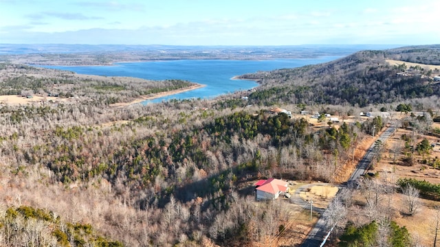 aerial view with a water and mountain view