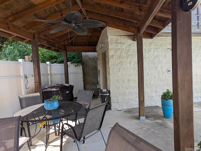 view of patio / terrace featuring ceiling fan