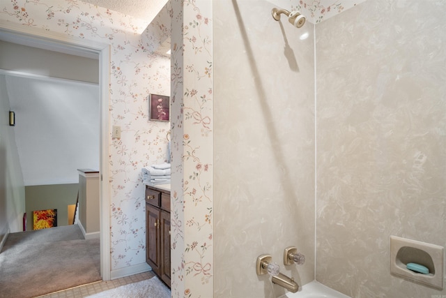 bathroom with shower / bath combination and vanity