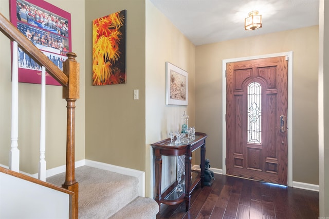 foyer entrance featuring dark wood-type flooring