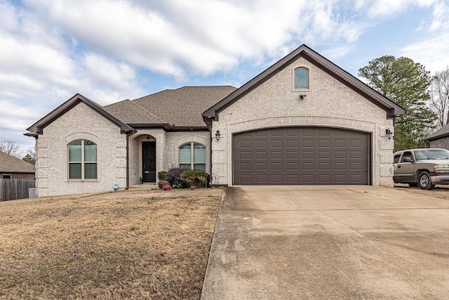 french country style house featuring a garage