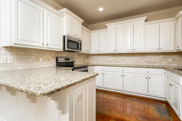 kitchen with white cabinets and stainless steel appliances