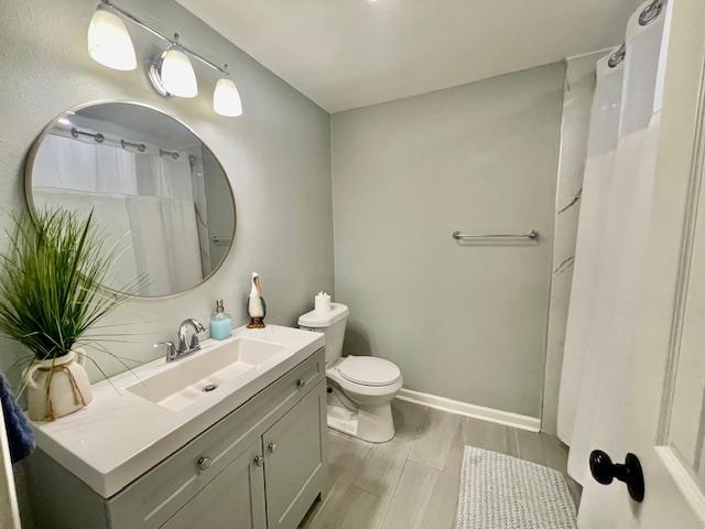 bathroom with toilet and vanity