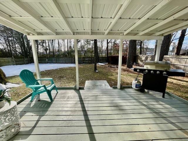 wooden deck with area for grilling