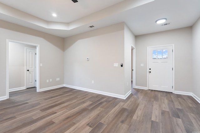 foyer entrance featuring wood-type flooring